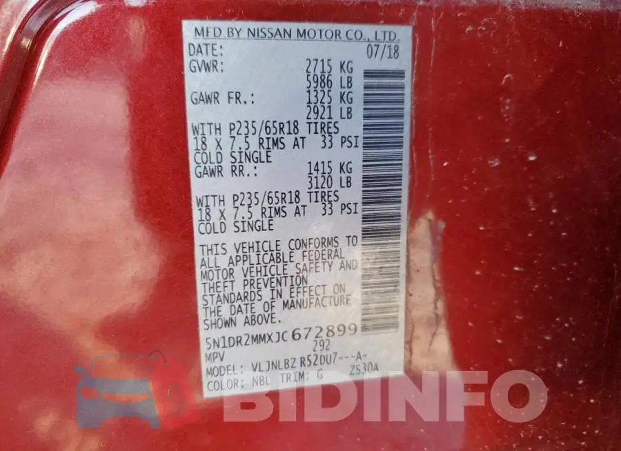 5N1DR2MMXJC672899 Photo# 12