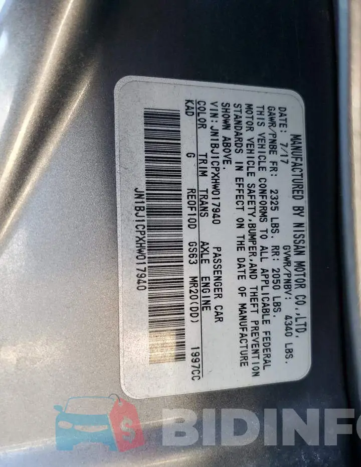 JN1BJ1CPXHW017940 Photo# 13
