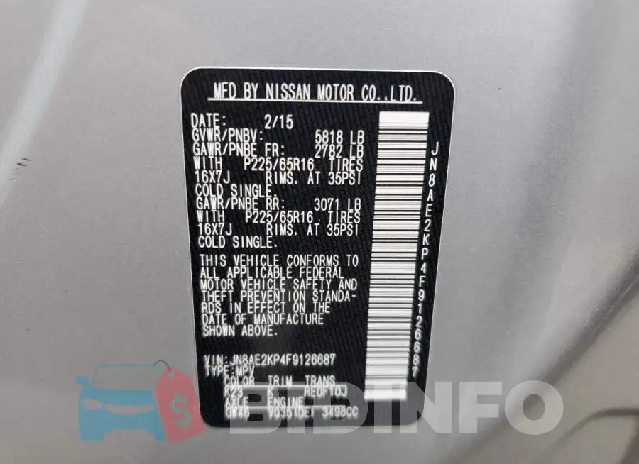 JN8AE2KP4F9126687 Photo# 13