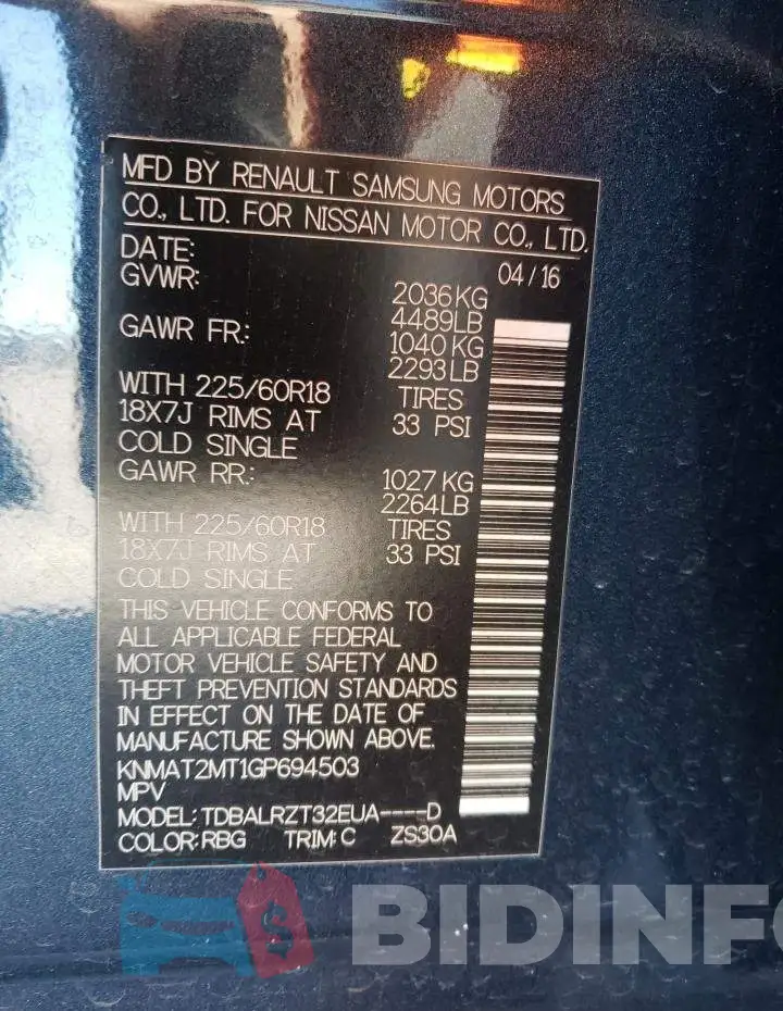 KNMAT2MT1GP694503 Photo# 12