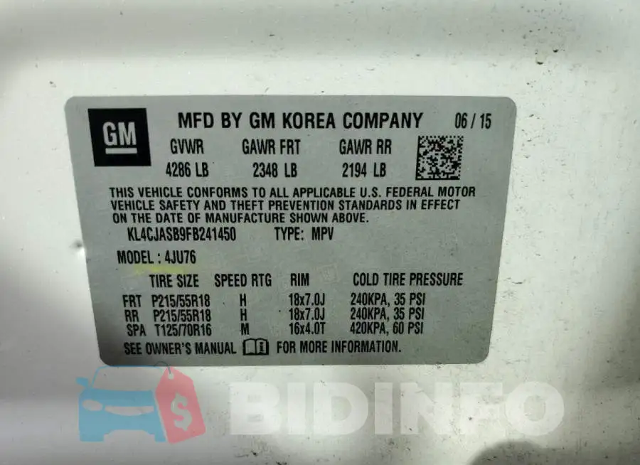 KL4CJASB9FB241450 Photo# 13