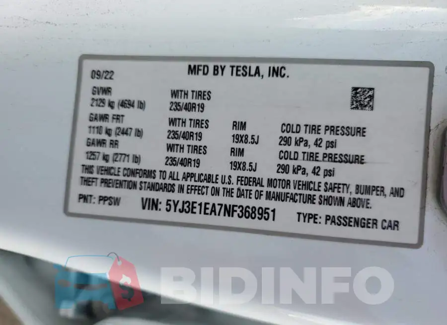 5YJ3E1EA7NF368951 Photo# 12