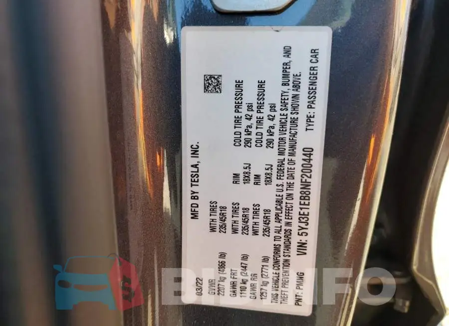 5YJ3E1EB8NF200440 Photo# 12