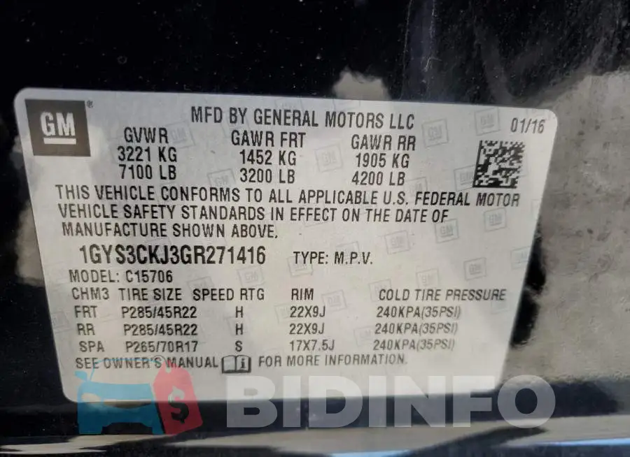 1GYS3CKJ3GR271416 Photo# 13
