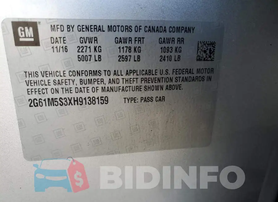 2G61M5S3XH9138159 Photo# 12