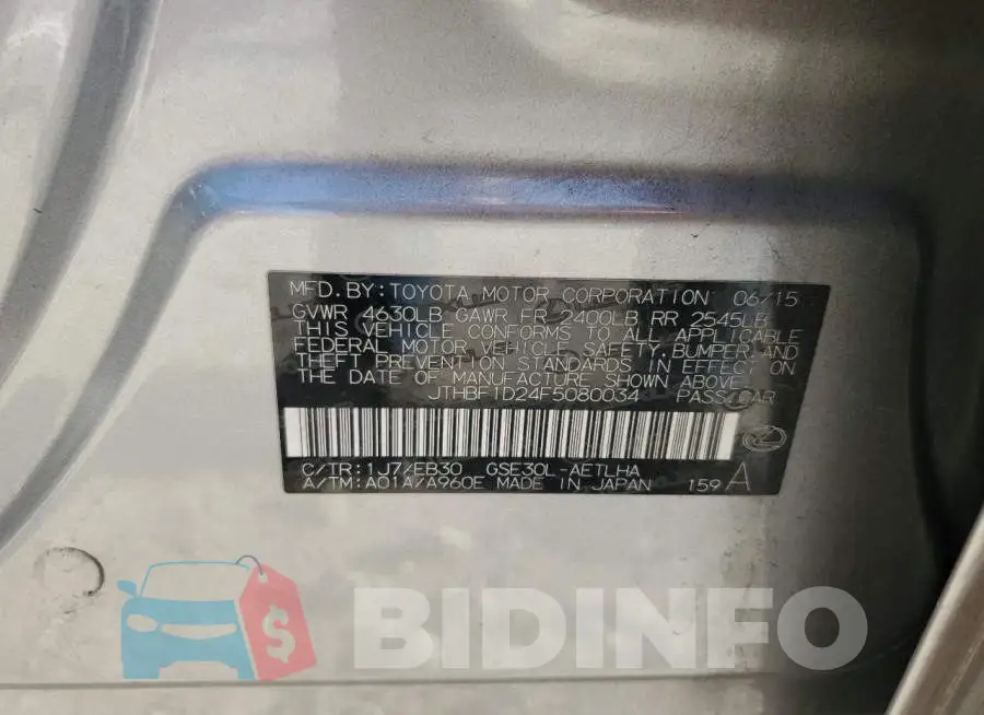 JTHBF1D24F5080034 Photo# 12