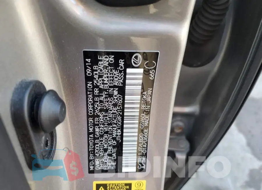 JTHBK1GGXF2157607 Photo# 13