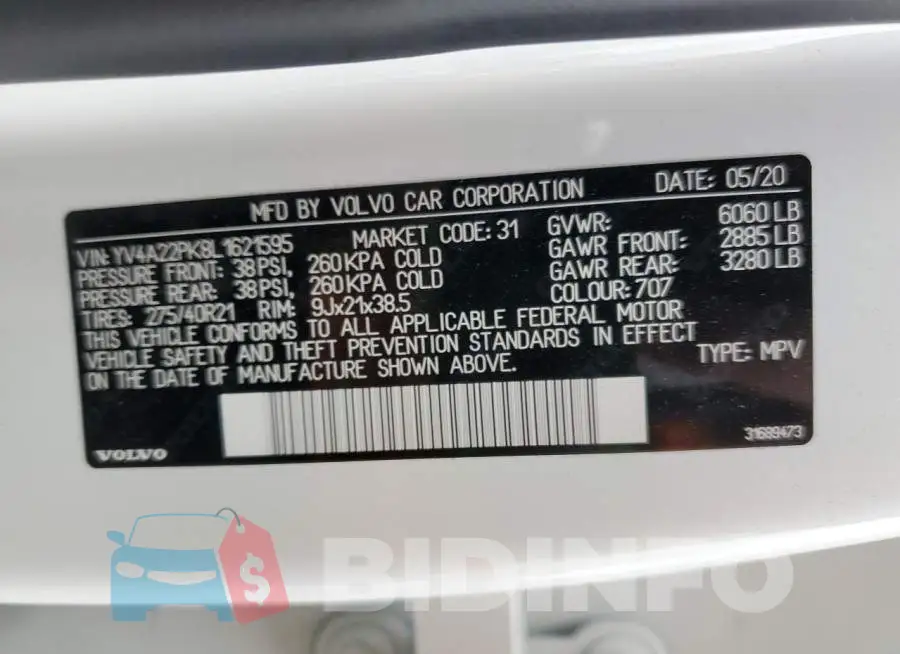 YV4A22PK8L1621595 Photo# 13