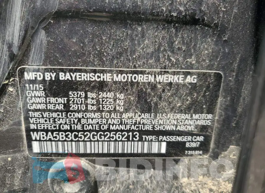 WBA5B3C52GG256213 Photo# 12