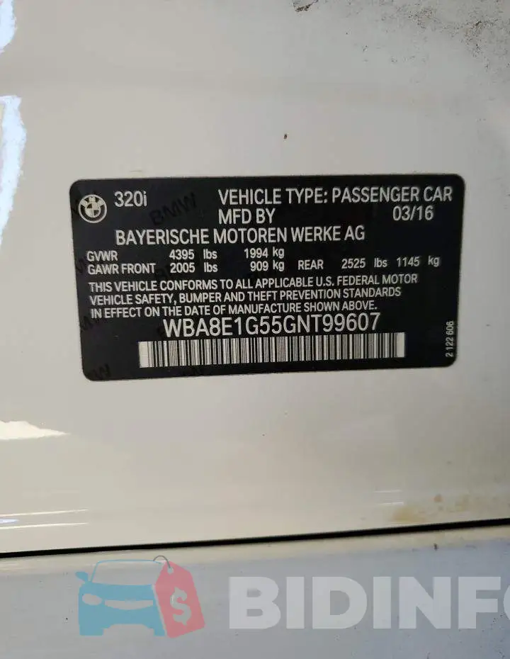 WBA8E1G55GNT99607 Photo# 13