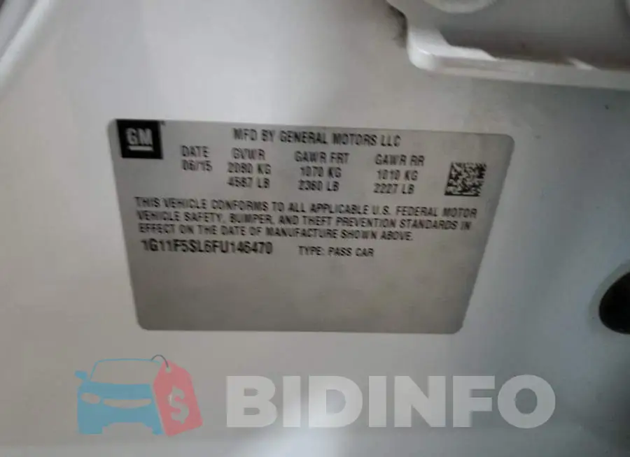 1G11F5SL6FU146470 Photo# 12