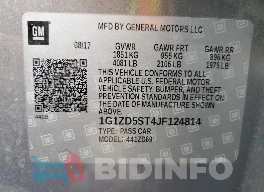 1G1ZD5ST4JF124814 Photo# 12