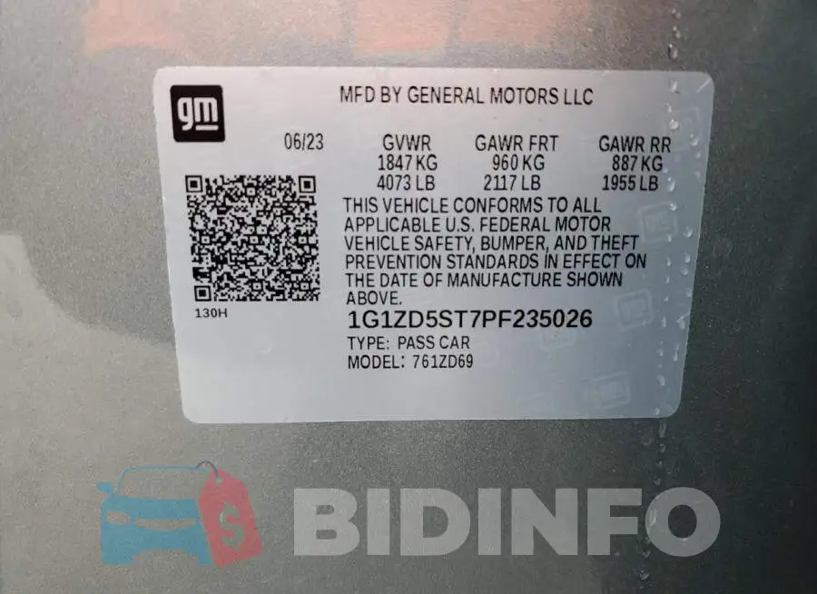 1G1ZD5ST7PF235026 Photo# 13