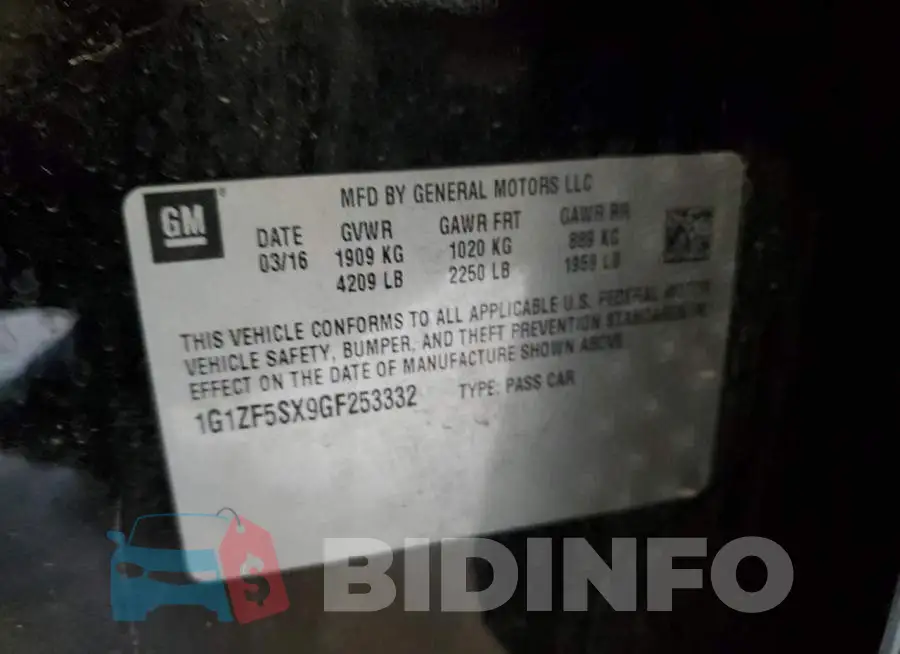 1G1ZF5SX9GF253332 Photo# 12