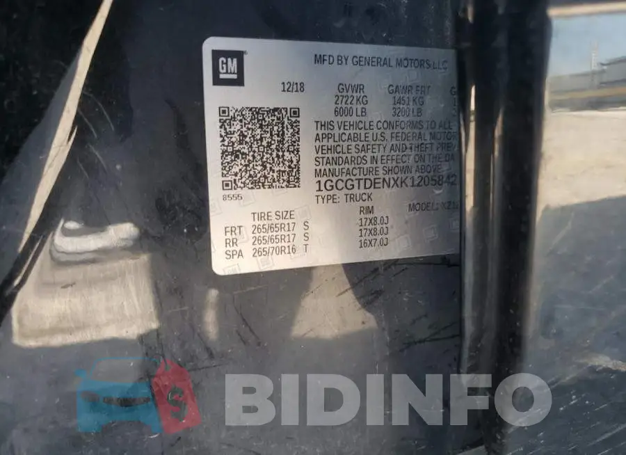 1GCGTDENXK1205842 Photo# 12