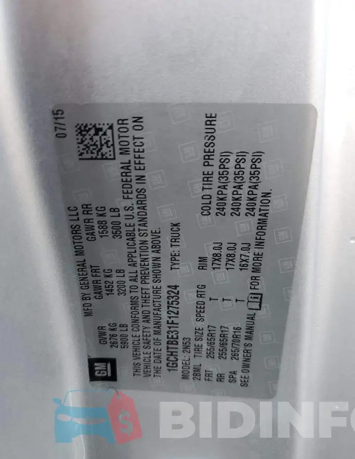 1GCHTBE31F1275324 Photo# 12