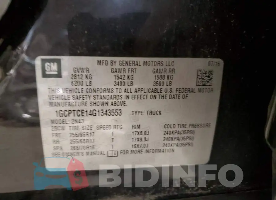 1GCPTCE14G1343553 Photo# 12