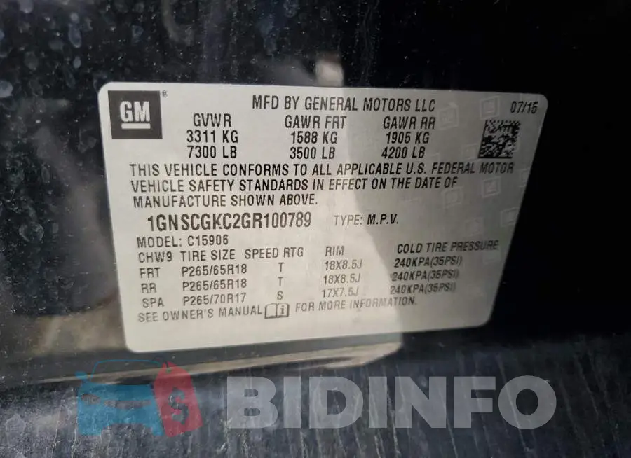 1GNSCGKC2GR100789 Photo# 13