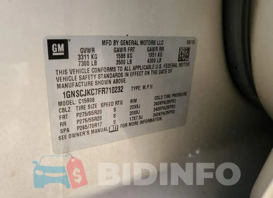 1GNSCJKC7FR710232 Photo# 14