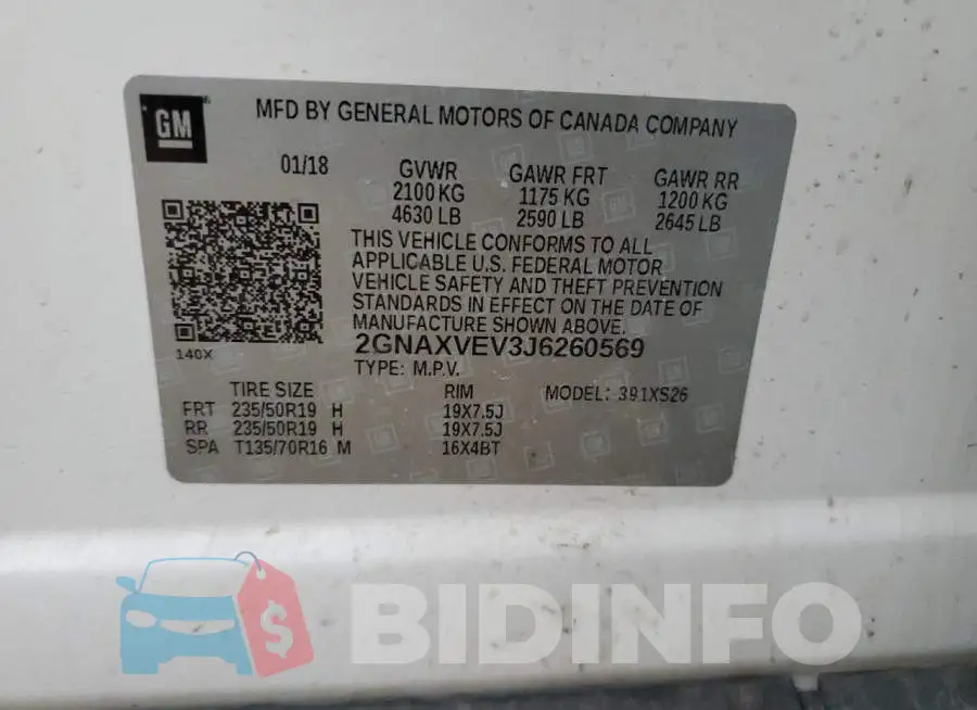 2GNAXVEV3J6260569 Photo# 12