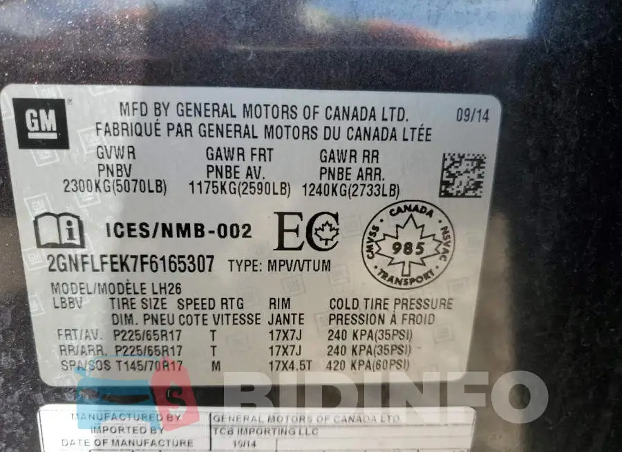 2GNFLFEK7F6165307 Photo# 13