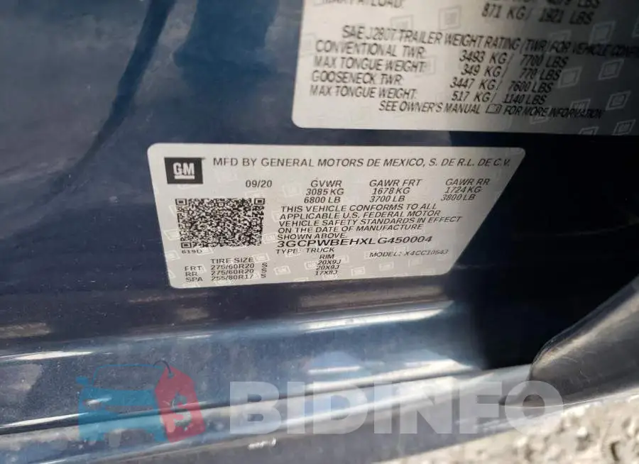 3GCPWBEHXLG450004 Photo# 12