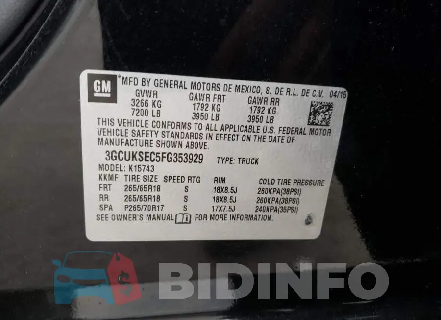 3GCUKSEC5FG353929 Photo# 12