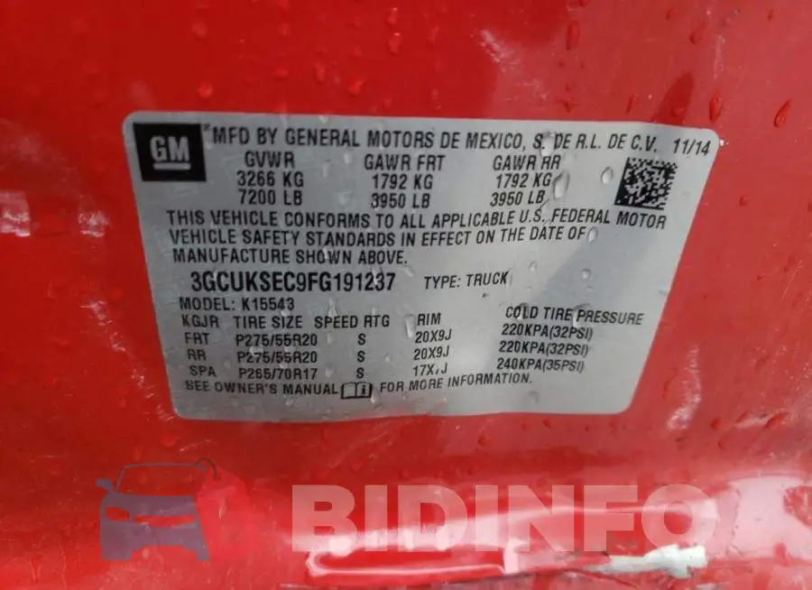 3GCUKSEC9FG191237 Photo# 12
