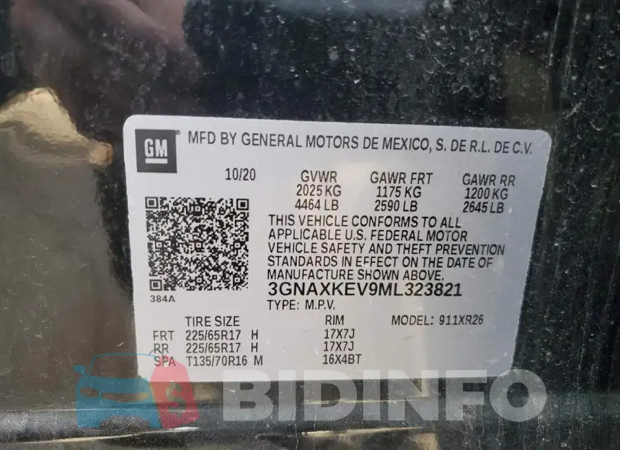 3GNAXKEV9ML323821 Photo# 13