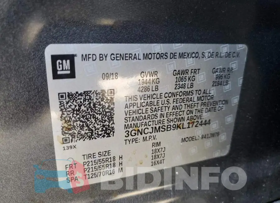 3GNCJMSB9KL172444 Photo# 14