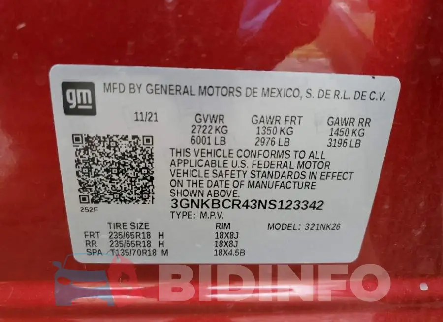 3GNKBCR43NS123342 Photo# 13