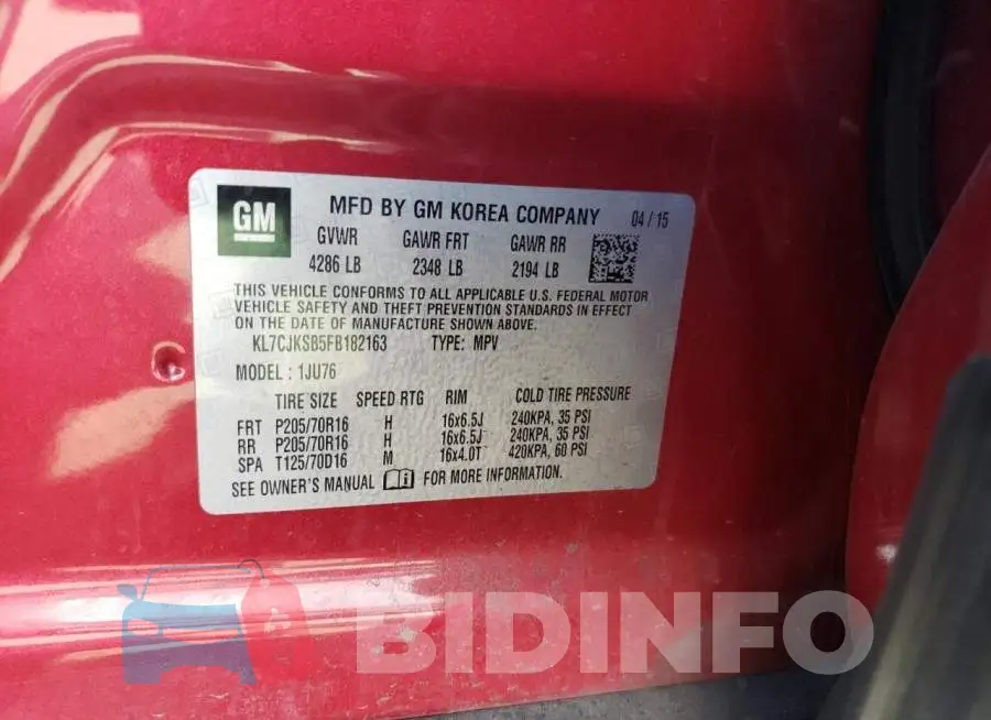 KL7CJKSB5FB182163 Photo# 13