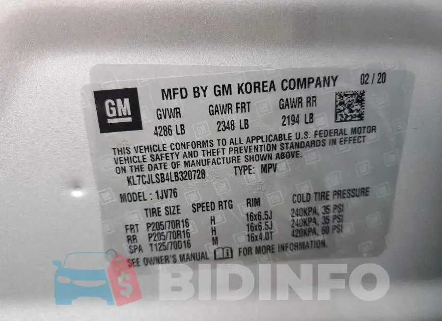 KL7CJLSB4LB320728 Photo# 13