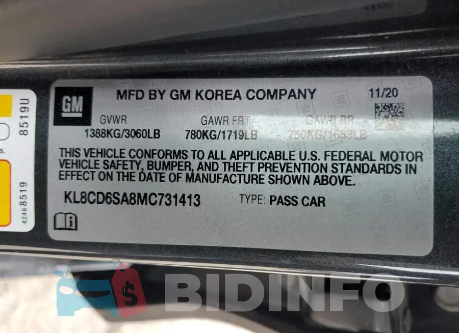KL8CD6SA8MC731413 Photo# 12