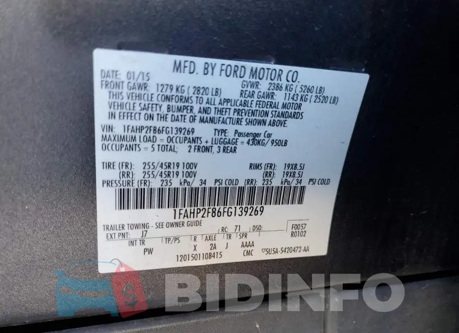 1FAHP2F86FG139269 Photo# 12