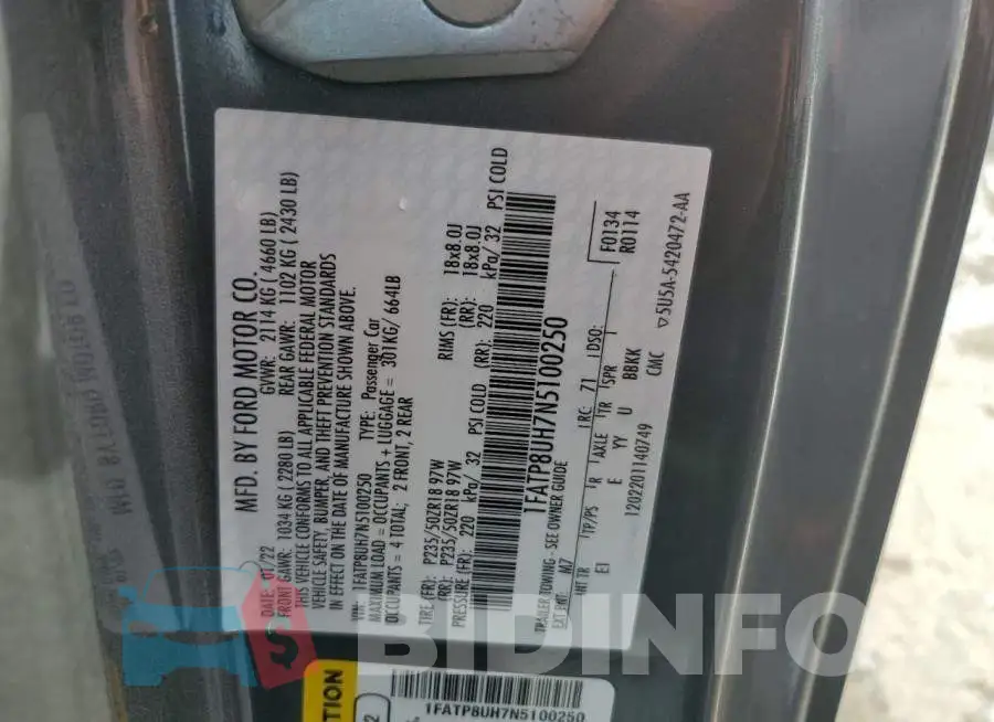 1FATP8UH7N5100250 Photo# 13
