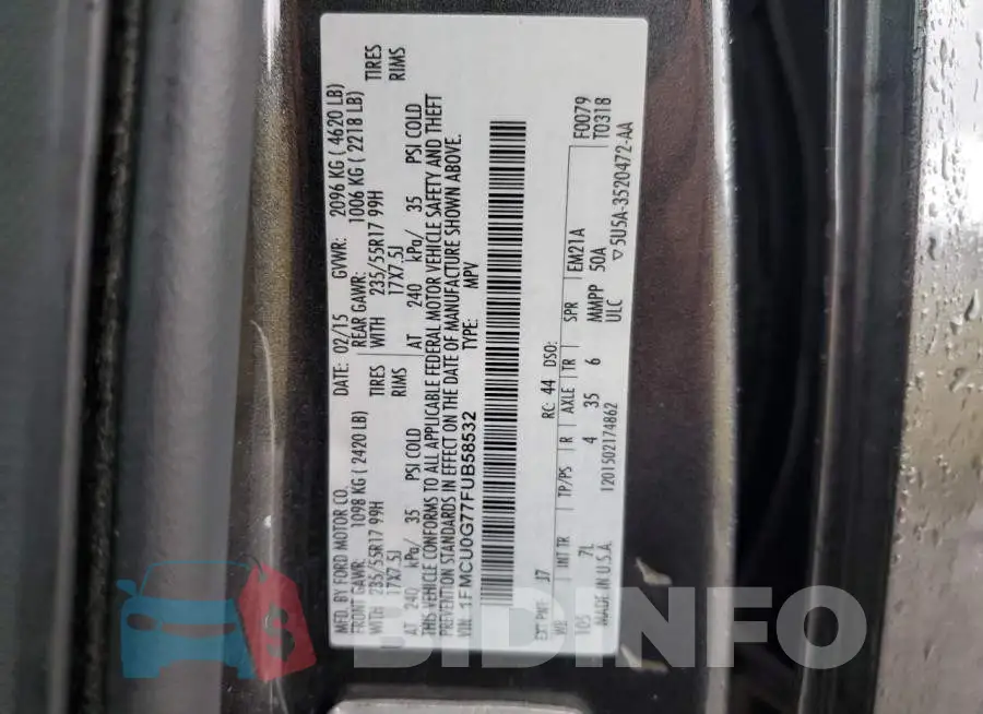 1FMCU0G77FUB58532 Photo# 13
