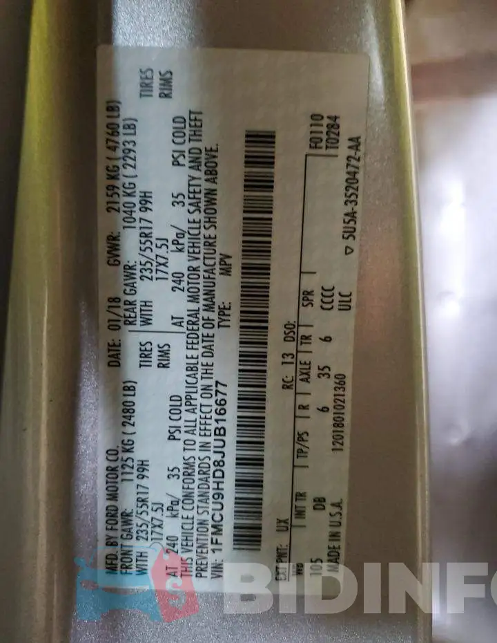 1FMCU9HD8JUB16677 Photo# 14