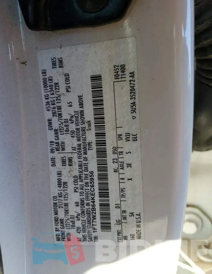 1FT7W2B64KEC65956 Photo# 12