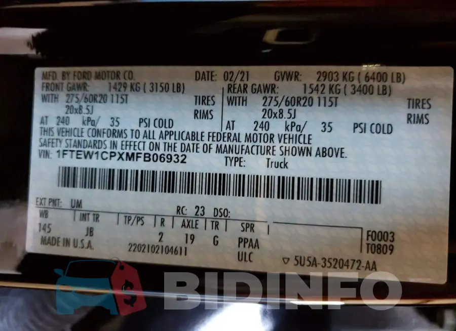 1FTEW1CPXMFB06932 Photo# 13