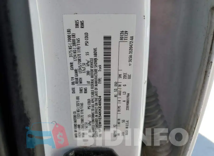 1FTEW1E54KKE40924 Photo# 12