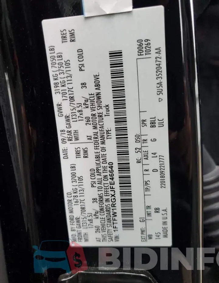1FTFW1RGXJFE46640 Photo# 12