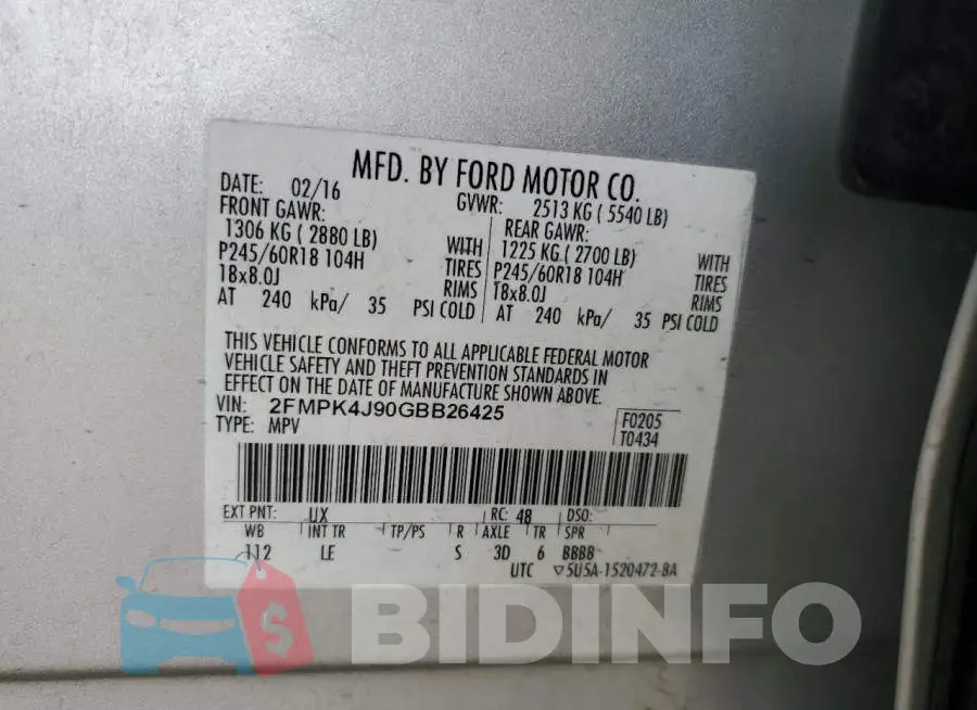 2FMPK4J90GBB26425 Photo# 12