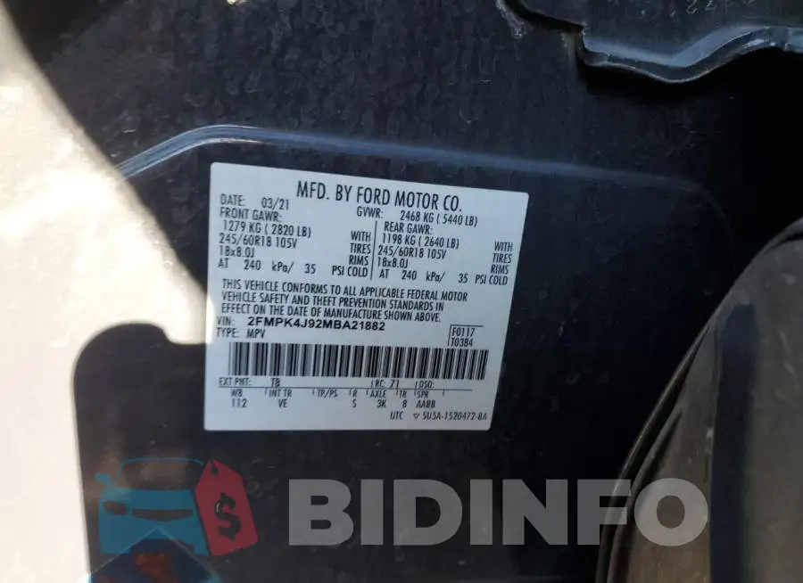 2FMPK4J92MBA21882 Photo# 14