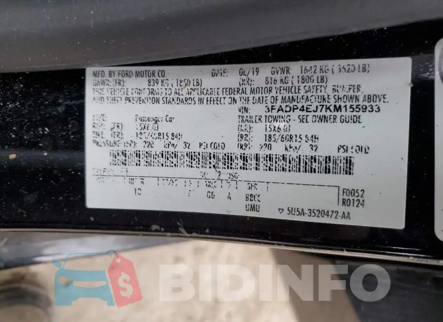 3FADP4EJ7KM155933 Photo# 12