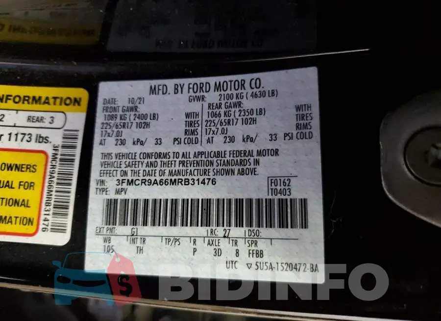 3FMCR9A66MRB31476 Photo# 14