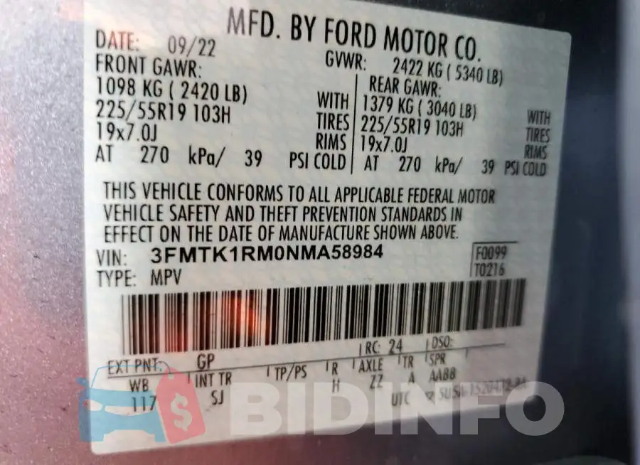 3FMTK1RM0NMA58984 Photo# 13