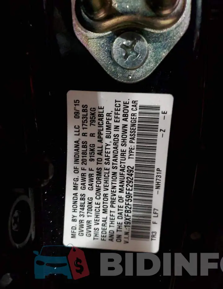 19XFB2F59FE292492 Photo# 12