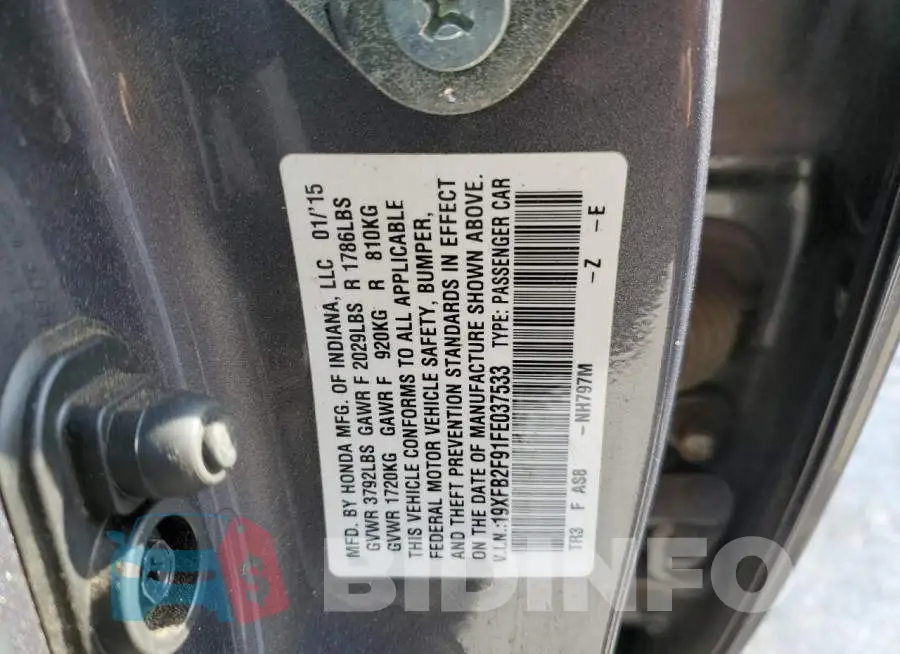 19XFB2F91FE037533 Photo# 12
