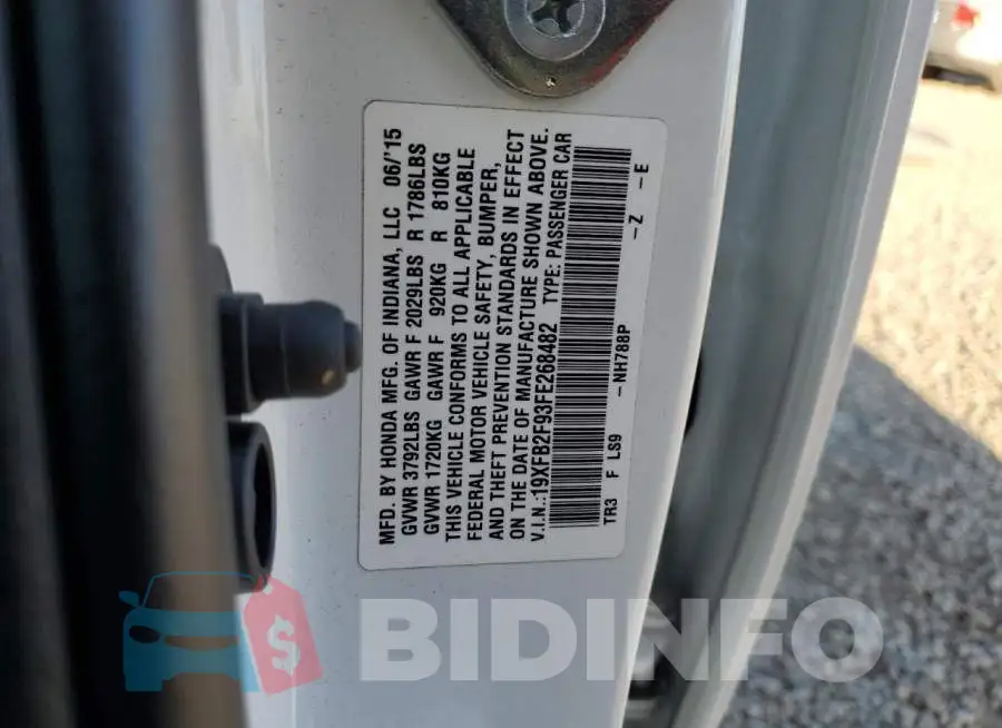 19XFB2F93FE268482 Photo# 12